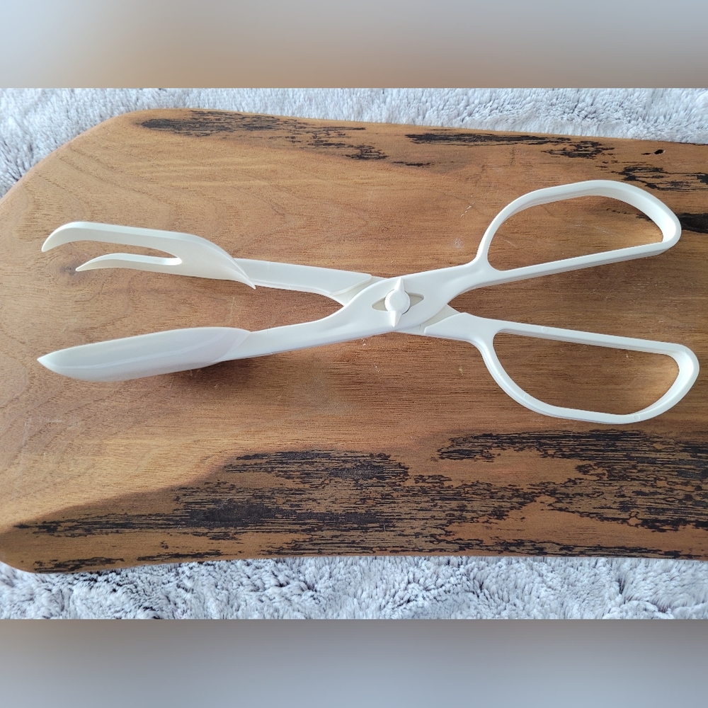 Vintage Pyrex Salad Tongs - White